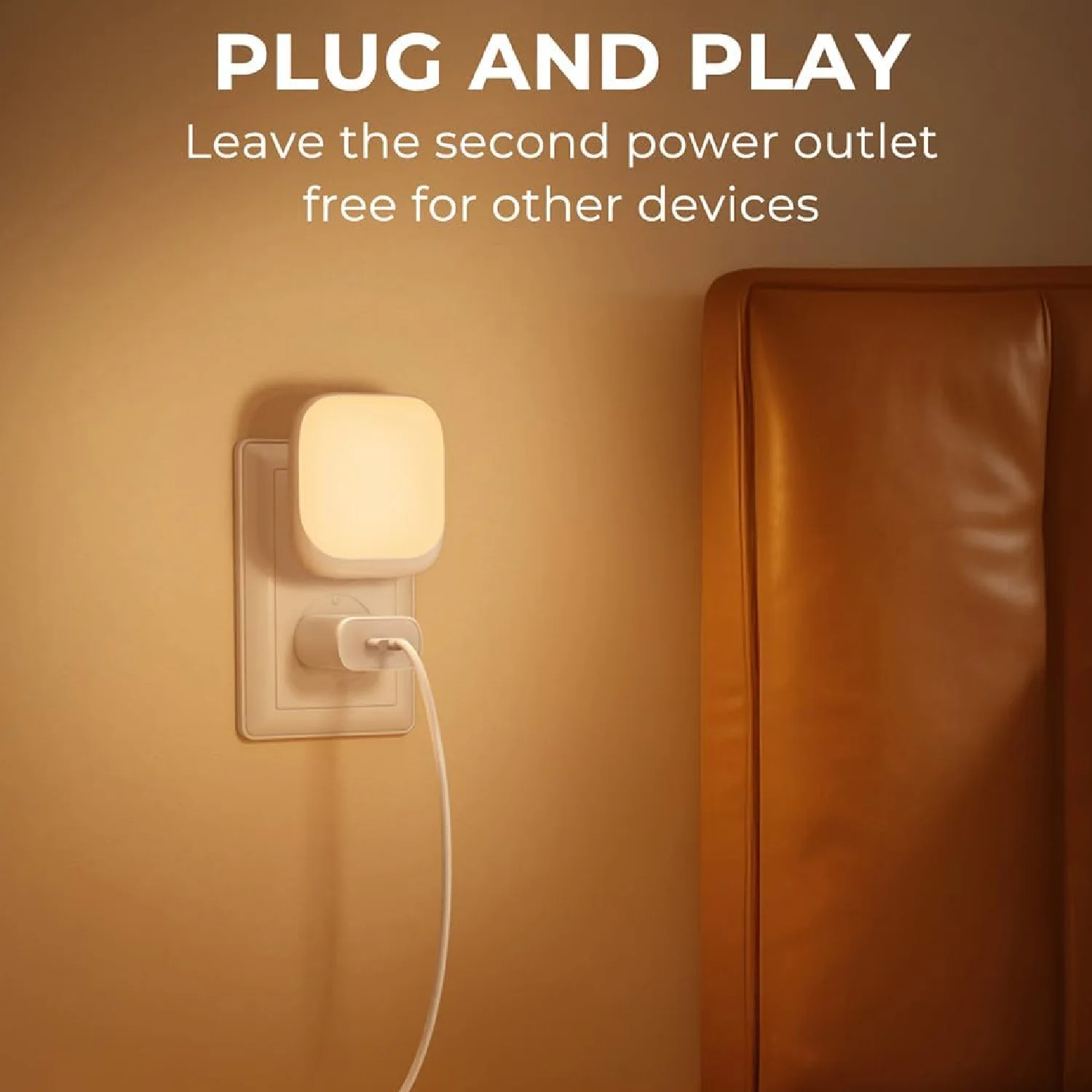 مقبس إضاءة ليلي مع مستشعر الشفق، ضوء ليلي للأطفال مع 3 أضواء قابلة للتعتيم لغرفة النوم والممر #4