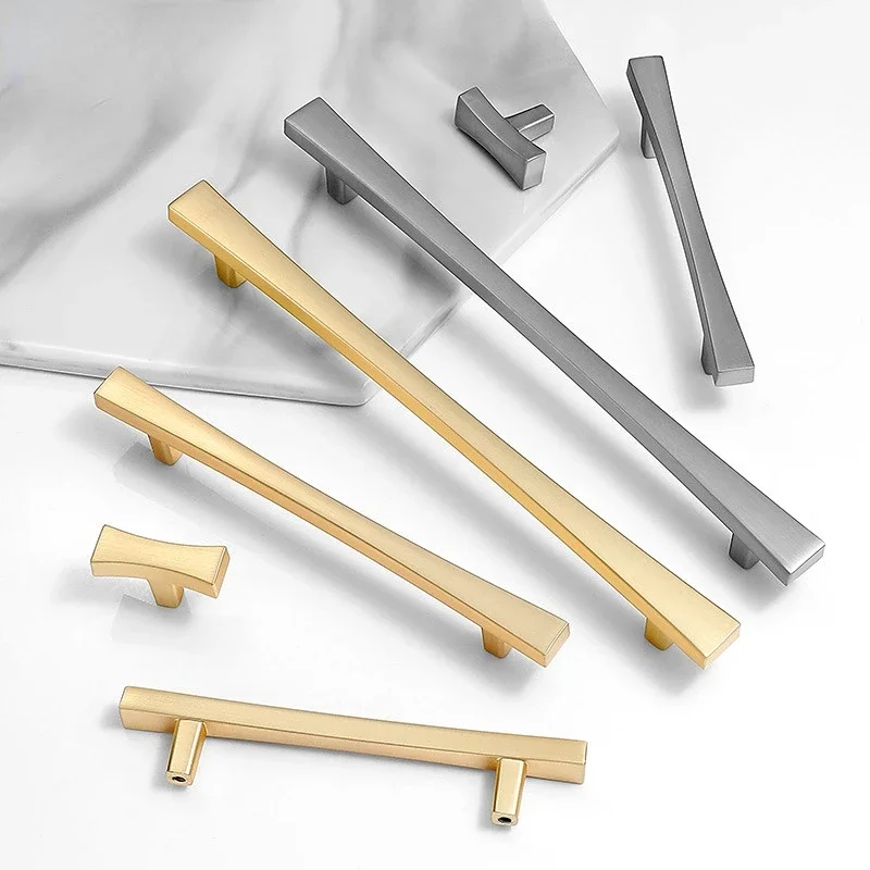 Cabinet Pulls Gray/Golden Modern Square T Bar Diamter  Kitchen Bathroom Cupboard Chest Drawer Handles and Knobs Hardware