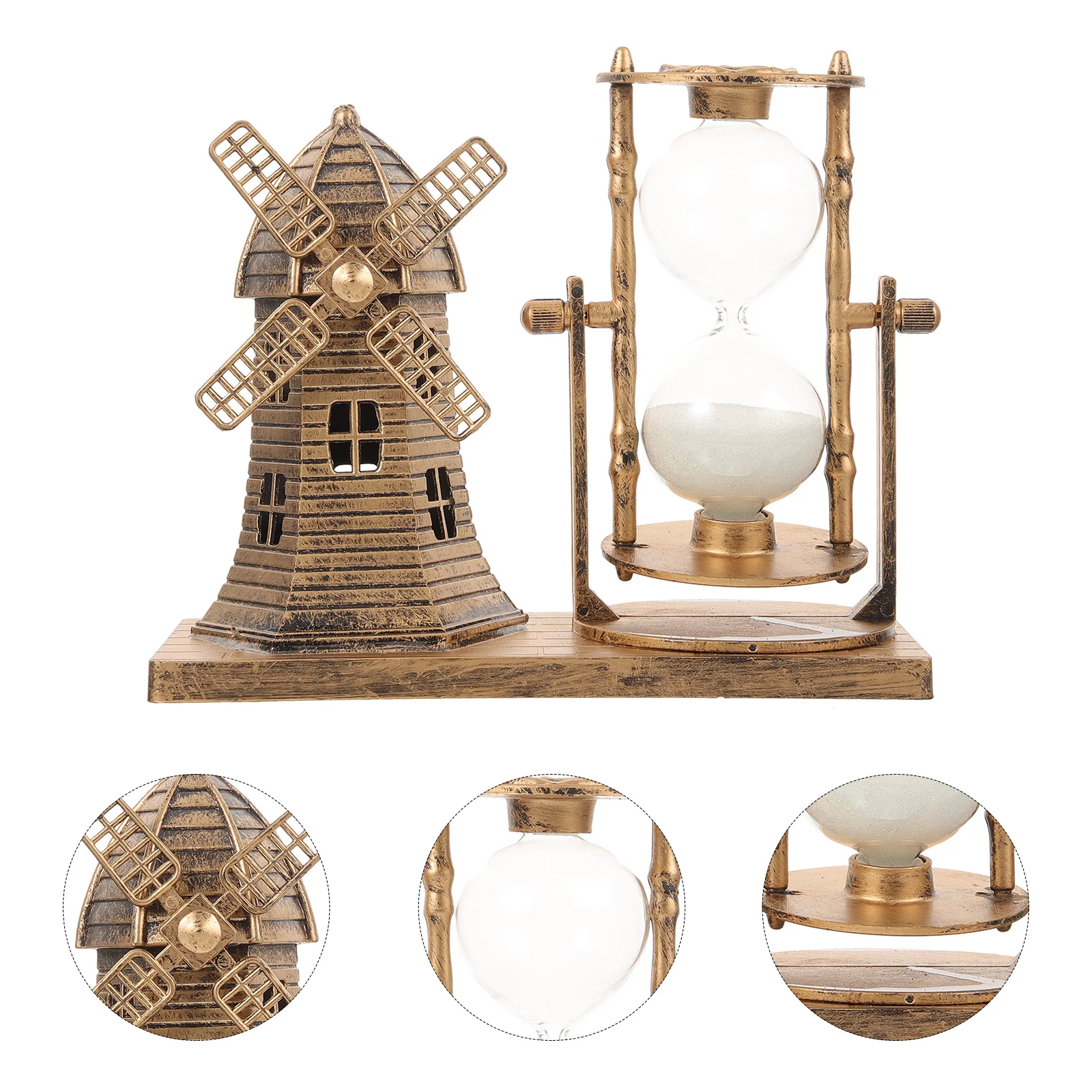 

Vintage Sand Clock Lighthouse Decor Retro Desktop Table Centerpiece Home Office Decoration Creative Craft Ornament