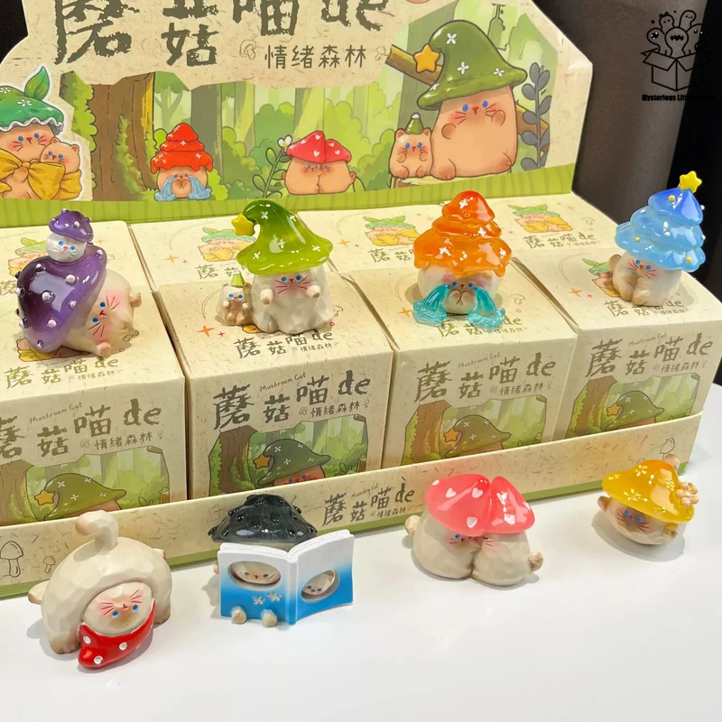

Mushroom Cat Authentic Blind Box Cute Mushroom Cat Themed Figurine Creative Desktop Decoration Ornament Perfect Gift For Women