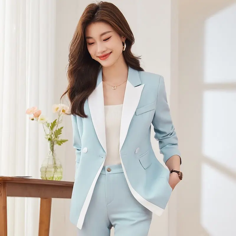 2-A83  Spring 2024 all-match contrast color two-piece suit new style fashion goddesperament leisure high-end small suit