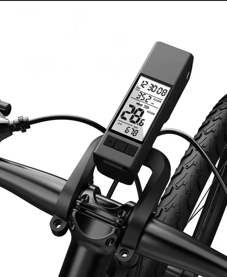 Luz LED impermeable para ordenador de bicicleta, faro con pantalla LCD, velocímetro y bocina