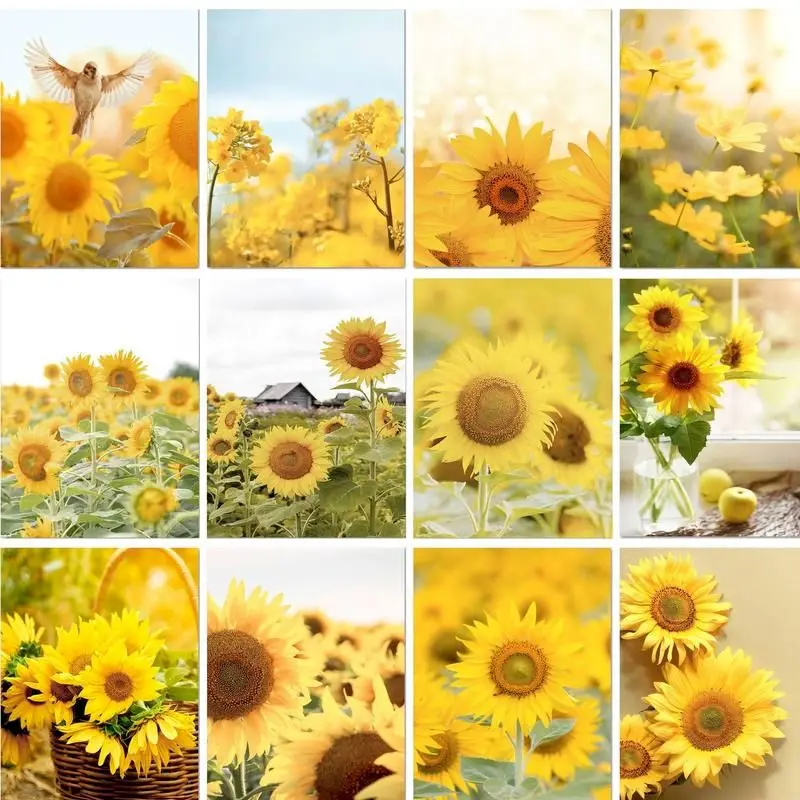 

PhotoCustom Modern Painting By Numbers Paint Kit Sunflowers Diy Gift Art Supplies Painting Decors Adults Crafts Hanpainted Fresh