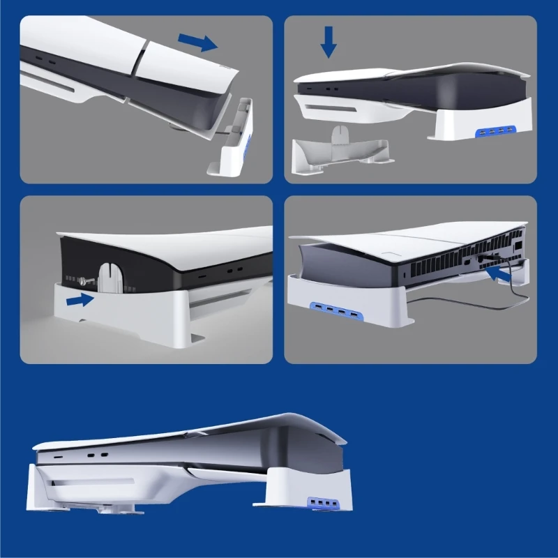 حامل وحدة التحكم، حامل قاعدة محسن، حامل تزلج بقاعدة أنيقة، قم بالتخزين والشحن بدقة مع منافذ USB إضافية لـ PS5slim Dropship