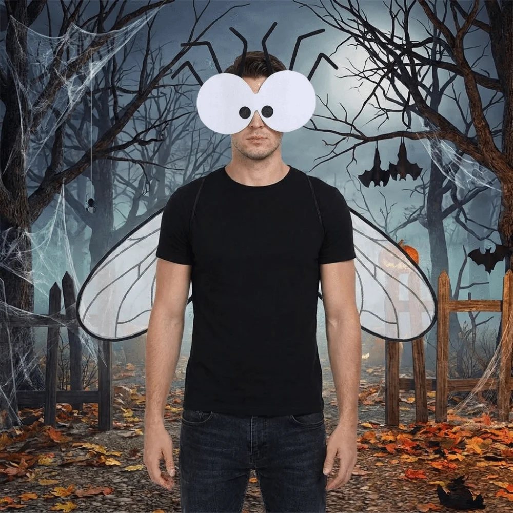 Creative Bugs Fly Wings Sparkle Insect Cosplay Fly Wings Handmade Craft Elastic Straps Costume Wings Halloween Party