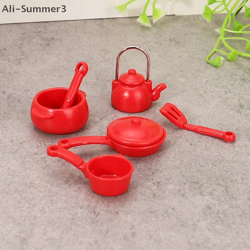 1 Set Giocattoli per bambini 1:12 Casa delle bambole in miniatura Zuppa Pentola Cucchiaio Pan Bollitore Modello Cucina Pentole Accessori Decorazione fai da te
