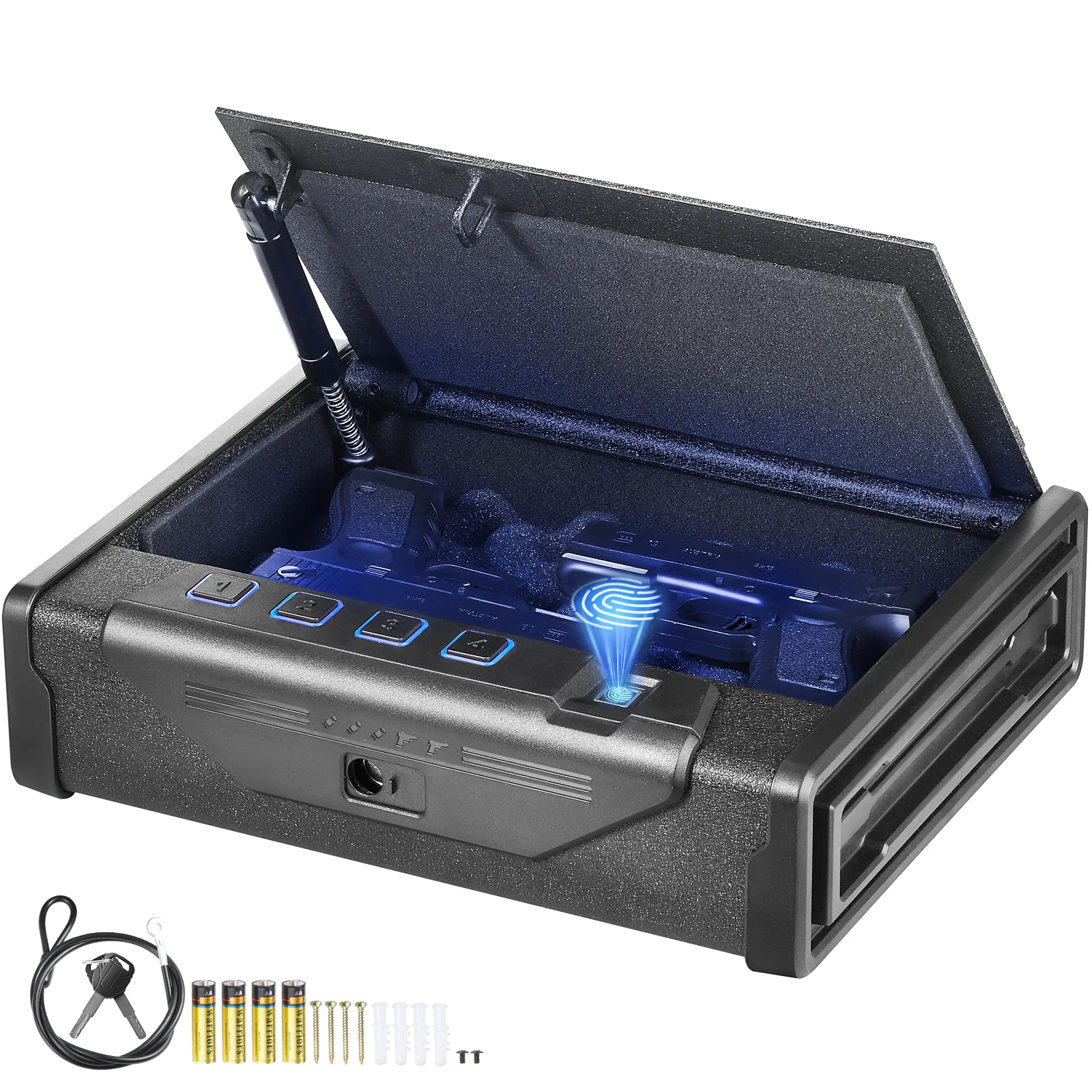 

VEVOR Gun Safe Q235 Steel Pistol Safe 3-Way Quick Access Firearm Case Gun Box Advanced Biometric Technology Travel Gun Safe
