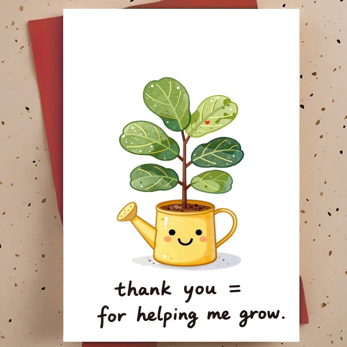 1 Carte de Remerciement Douce et Chaleureuse pour Enseignants, Menteurs et Parents - Carte de Remerciement Mignonne en Forme de Plante en Pot, Style Dessin Animé Peint à la Main