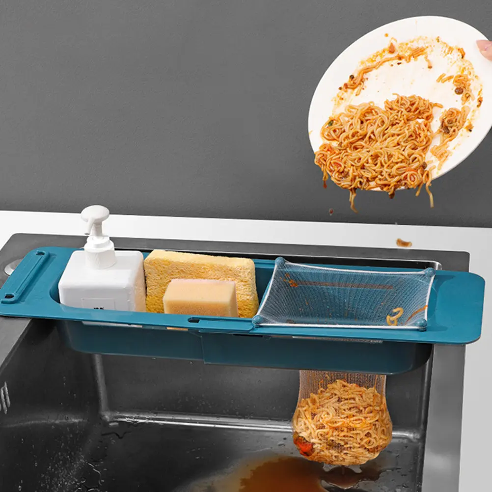 

Набор из 1 телескопического расширяемого органайзера для кухонной раковины: держатель для фильтра, сетка для слива, контейнер для мусора