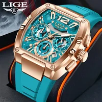 Reloj deportivo LIGE para hombre Tonnea, diseño hueco, relojes de pulsera de cuarzo para hombre, cronógrafo, resistente al agua, correa de silicona luminosa, relojes para hombre