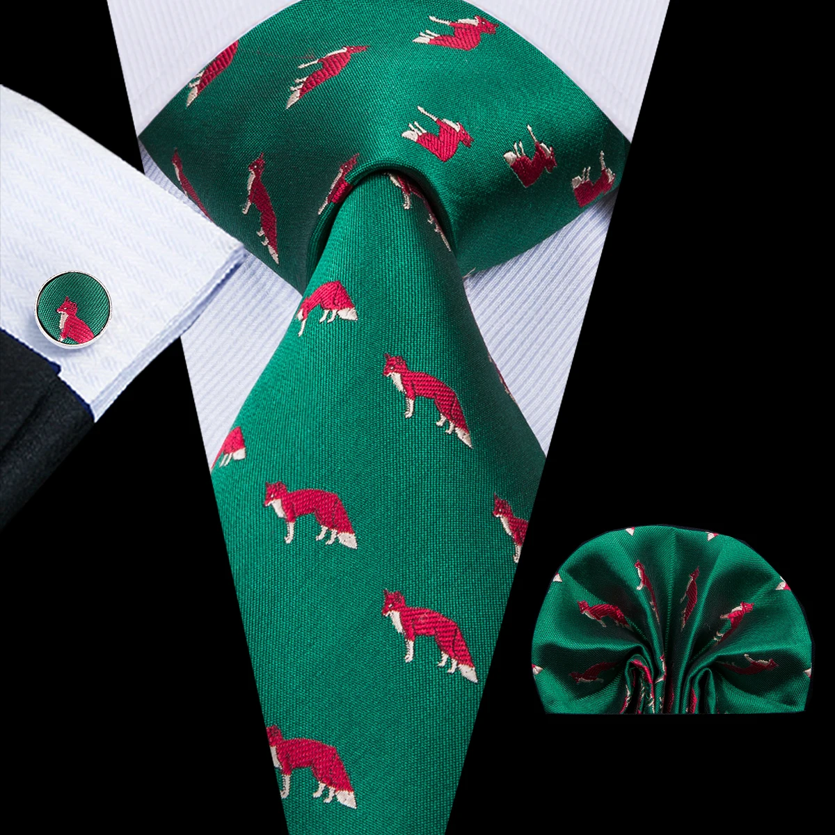 Hi-Tie Mannen Stropdas Groen Effen Paisley Zijden Bruiloft Stropdas Voor Mannen Hanky Manchetknopen Set Business Party Dropshipping modeontwerper