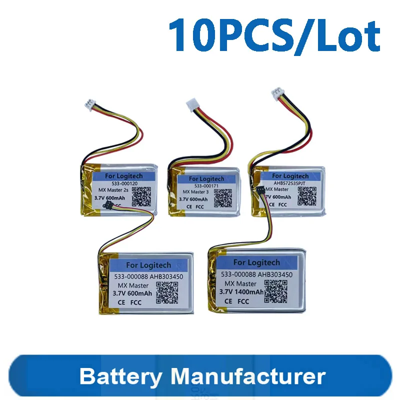 

10PCS /Lot 600-1400mAh Battery For Logitech MX Master New Old Version / 2s / 3 Wireless Game Mouse Batterie Accumulator AKKU