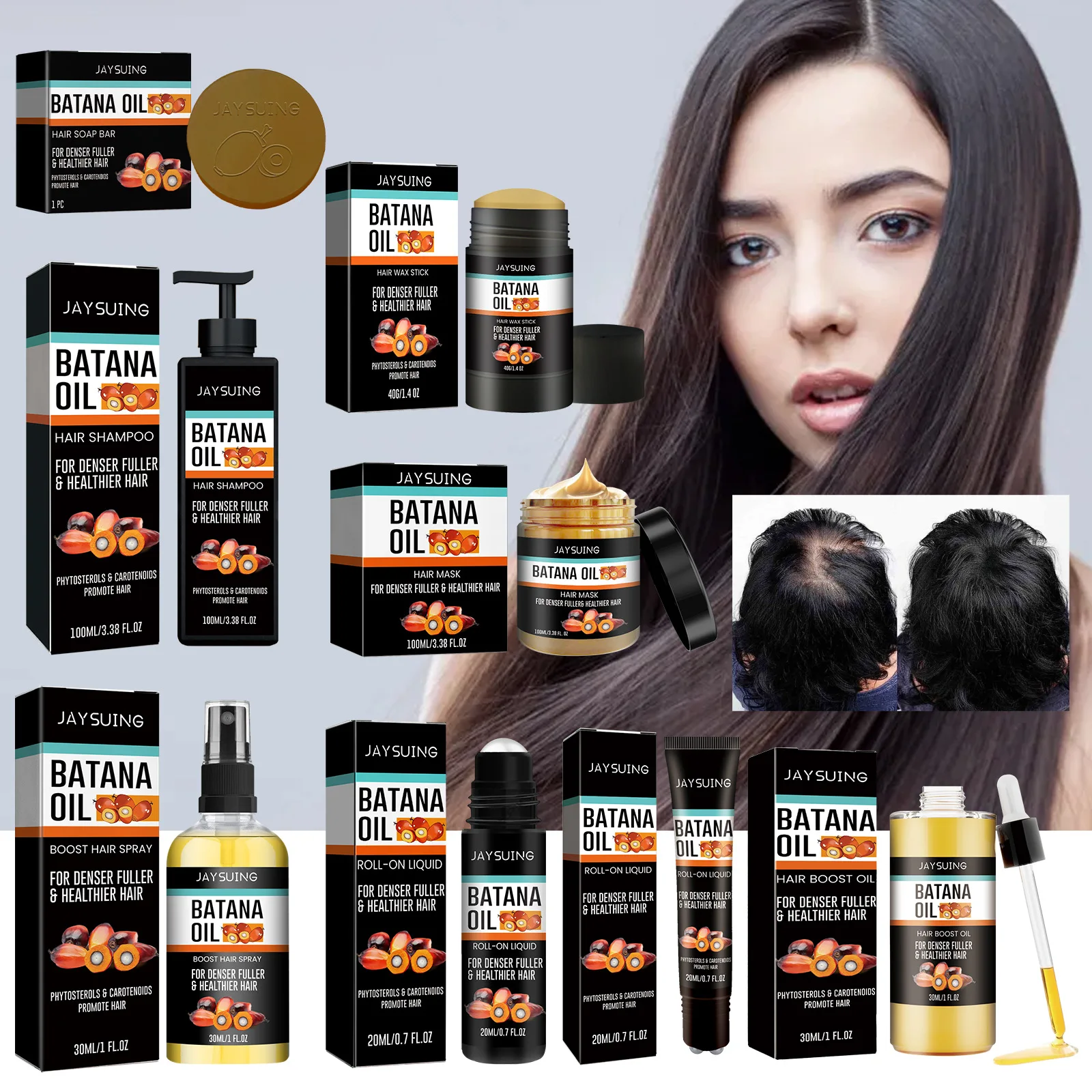 

Jaysuing Batana Hair Series Nourishing Hair Root Fixing Hairs Dense Hairs Repair Fork Hair Care Spray Shampoo and Conditioner