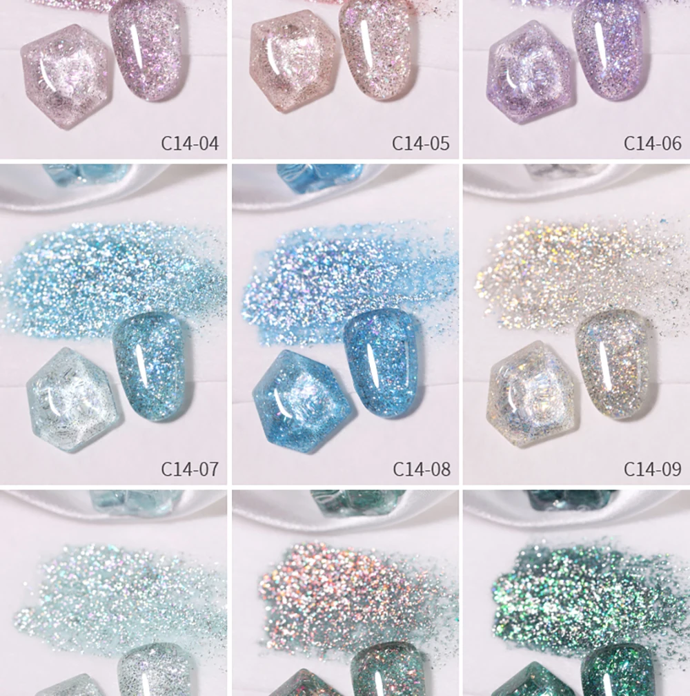 Vendeeni 24 Farben/Set Hochdichter Glitzer-Gel-Nagellack Semi-Permanenter Glitzer-UV-LED-Soak-Off-Gel-Lack mit Display – Detail 12