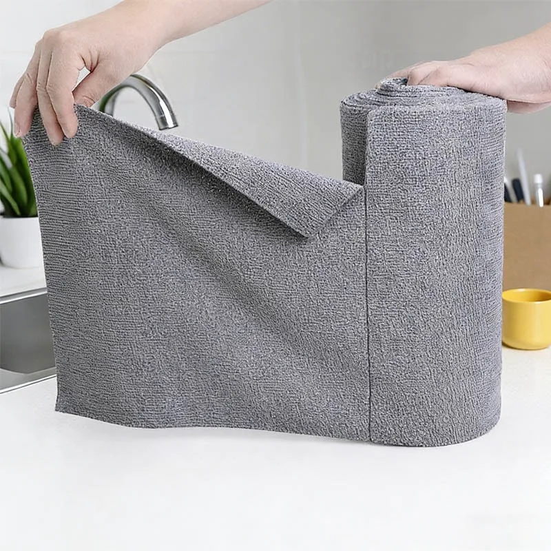 

Reusable Cleaning Wipe Household Kitchen Cloth Microfiber Towel Rolls Dish Rags Wash Paper Towel Replacement for Kitchen