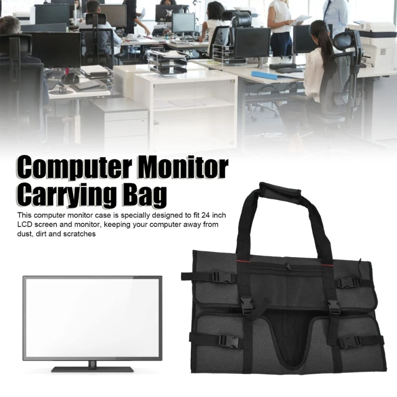 Protective Cover For 27Inch Monitors AntiScratch Screen Travel Cover With Front Back Storage Pocket Easy to Carry Handle