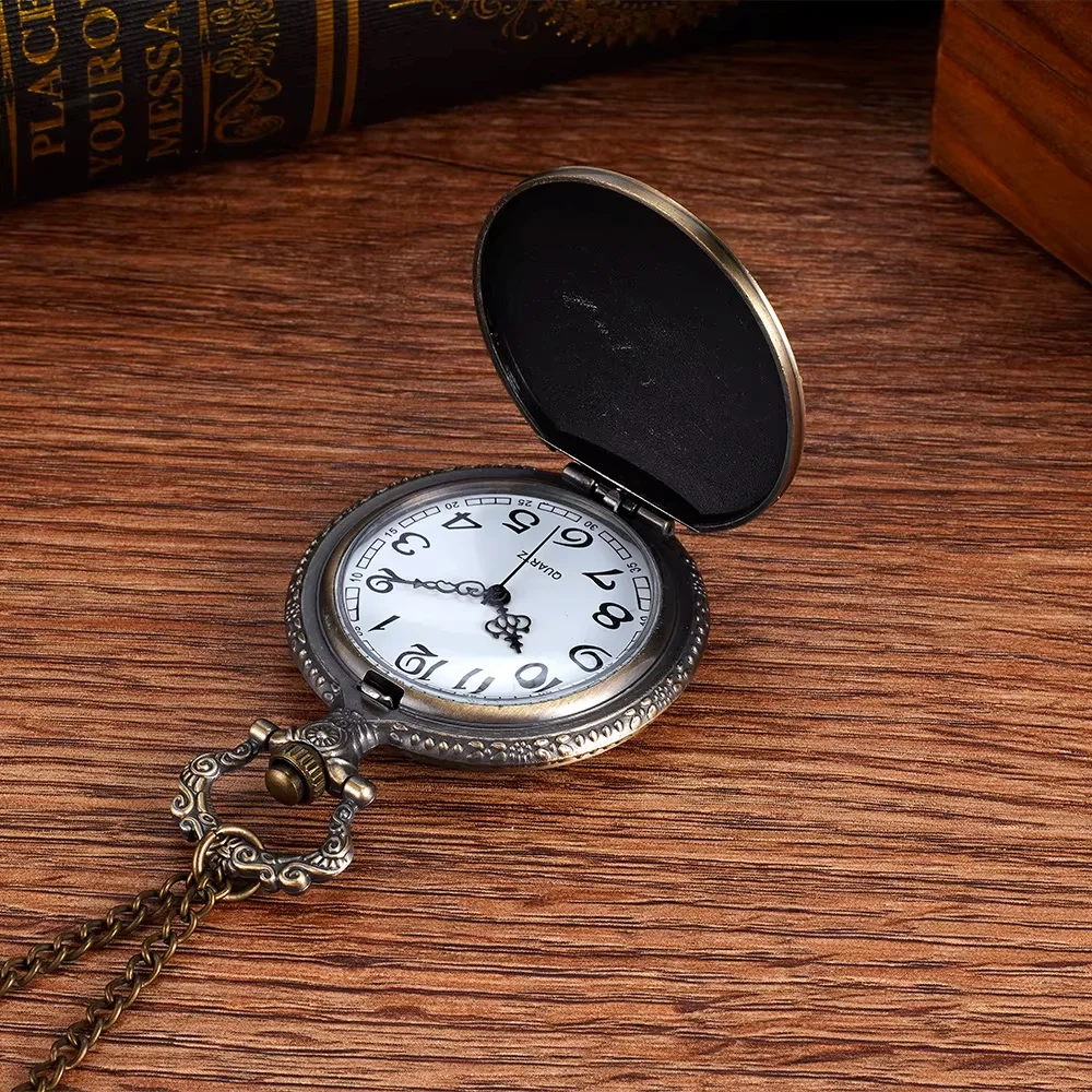 Necklace pendant watch Vintage bronzer blossom pocket watch Large quartz pocket watch