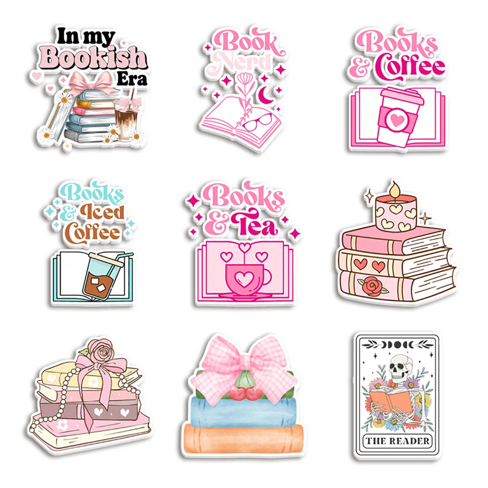 

10pcs/lot Book Lover Resin Planar Transparent Glitter Acrylic Flatback for Badge Pendants Hair Bow Keychain Decoration