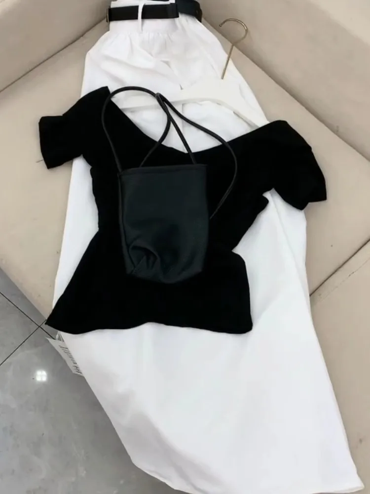 Ele Bla T-irt Skirt Set Women's Faion Summer 2025 Simple Unique High-End Feelings Clete Look by Single Court