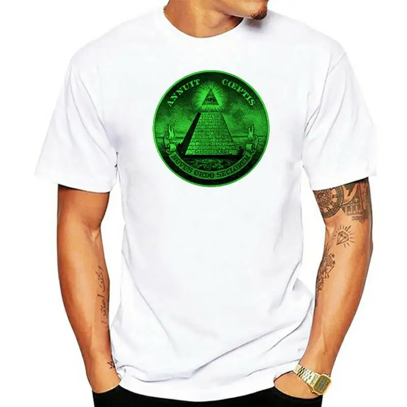 Illuminati Master Mason Masonic Dollar Pyramid Eye Men's Fashion T-shirt