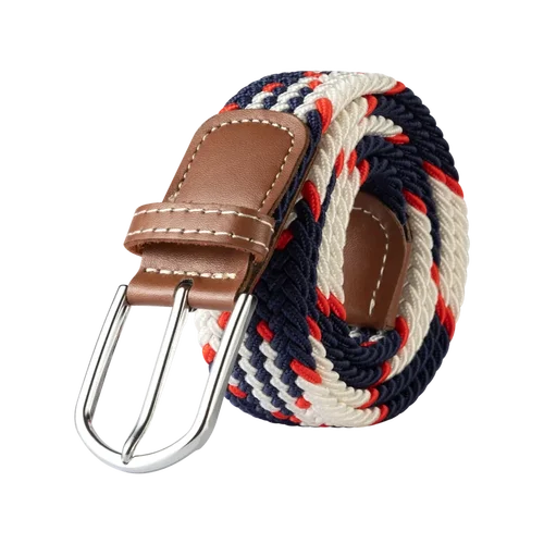 Imagen 2 del producto 107/120/130cm UNISEX Casual tejido Pin hebilla mujeres cinturón tejido lona elástico expandible trenzado Stretch Jeans cinturones para hombres