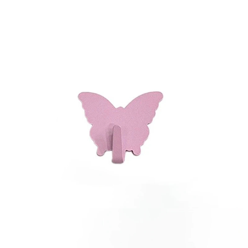 3PC Pink White Butterfly Shape Metal Multi-Purpose Hook Cute Girl Bedroom Wall Sticky Hook Key Mask Organizer Room Decor ﻿ view 5