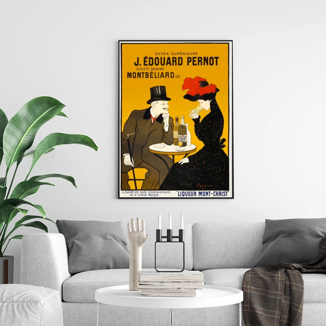 Man and woman at a cafe (1900) print by Leonetto Cappiello Canvas Poster Print Wall Painting Home Decor (Unframed)