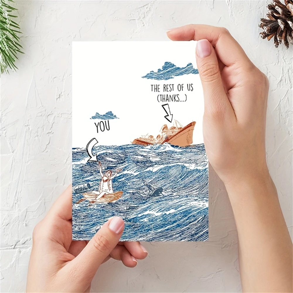 1pc,Sinking Ship Leaving Card, Funny New Job Card for Work Colleague, Coworker Leaving Card, Going Away Card for Him Her, Goodby