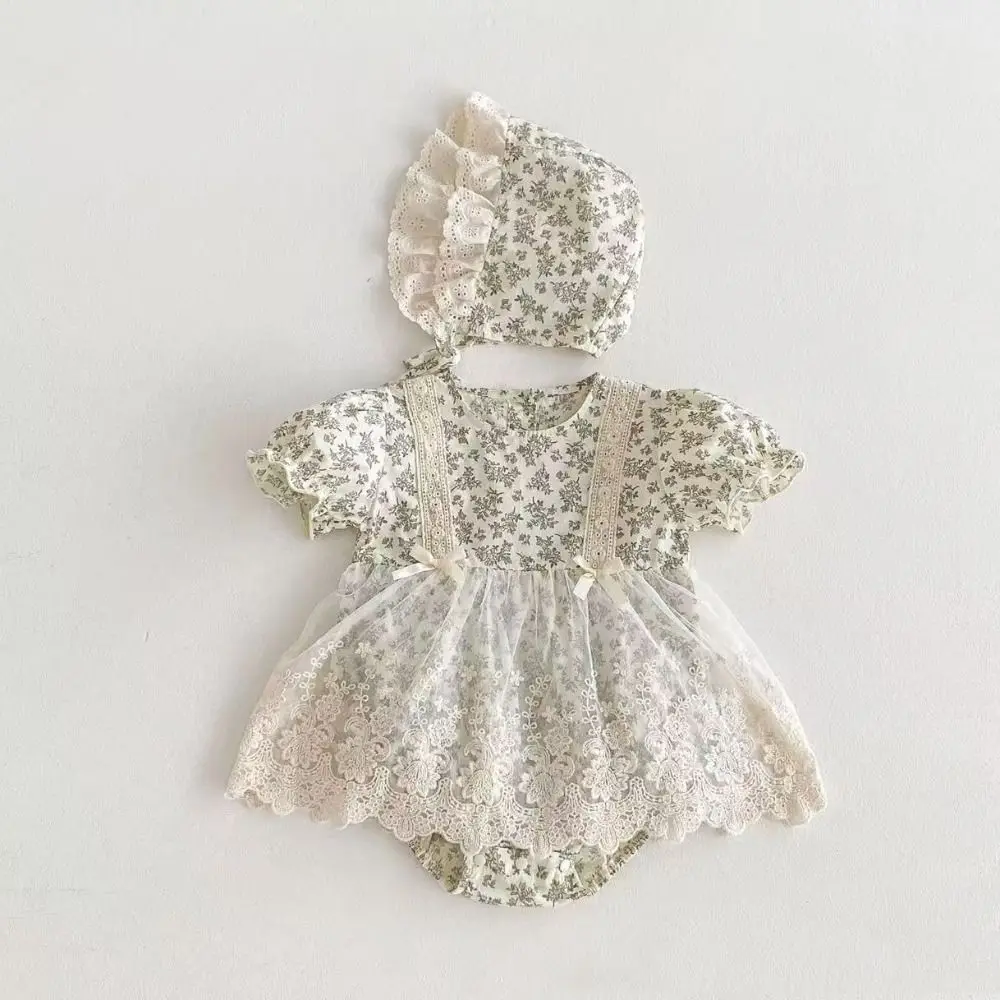 

Fashion Lace Mesh Baby Jumper Dress Bowknot Bodysuit Flower Baby Jumpsuit Cotton Infant Romper Toddle Climb Suit Newborn Baby