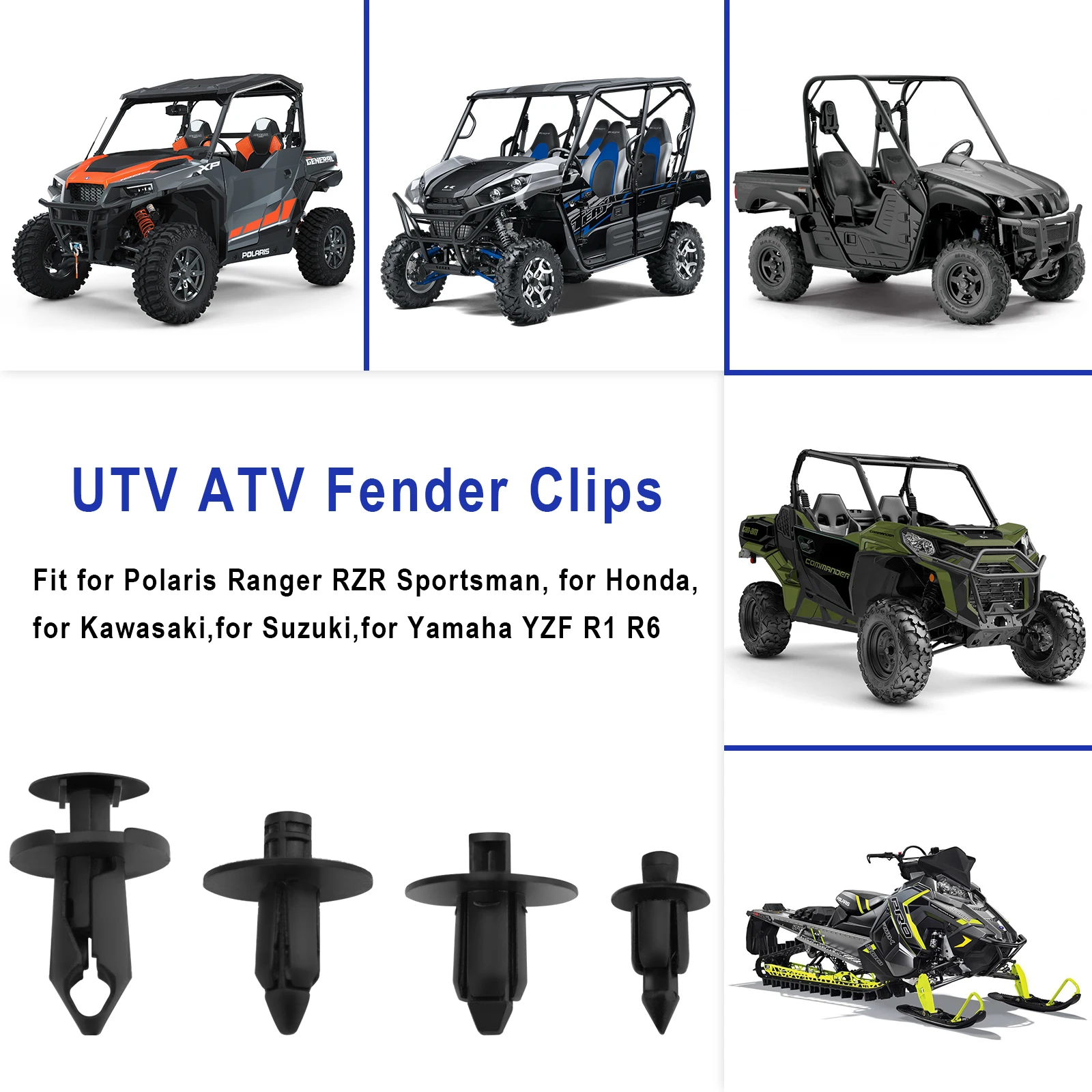 Clips de garde-boue RiSALE UTV RL pour moto, clips de garde-boue M6 M7 M8, goupille de poussée 7661855, attache de retenue pour ycine, Honda Kawasaki Suzuki Yamaha, agglomx