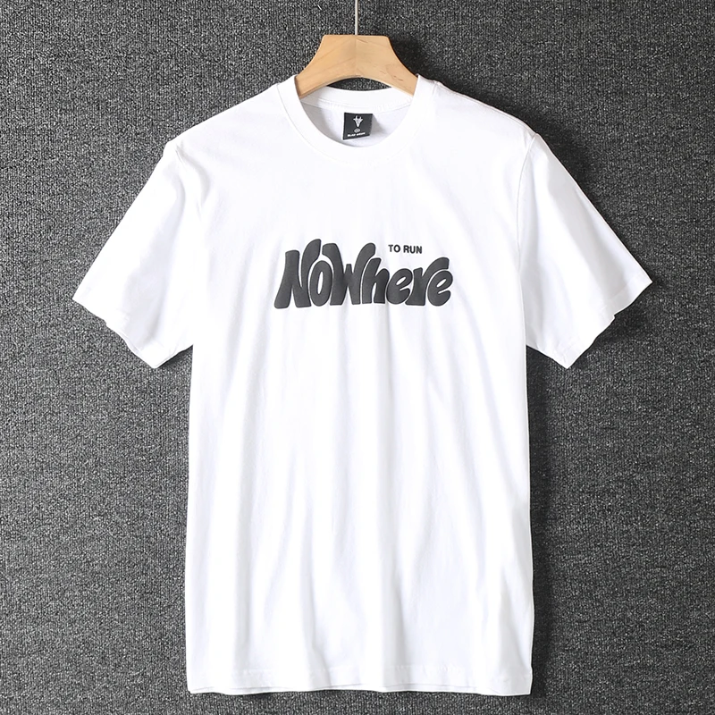 

Summer New American Retro Short-sleeved O-neck Letter Printed T-shirt Men's Fashion Simple 100% Cotton Washed Casual Sport Tops