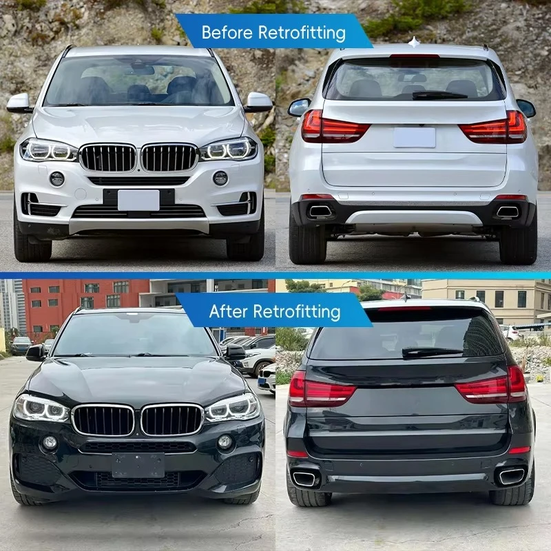 2014-2018 F15 Car Modification Upgrade M-Tech Body Kit Front Rear Bumper Lip Side Skirt Wheel Arch Exhaust Tailpipe for X5