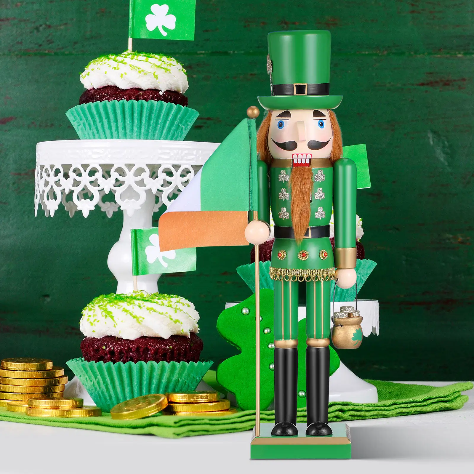 

Irish Nutcracker Figures Festive Decor Festival Wreath Creations Hunter Holiday Puppet Wooden Ornament