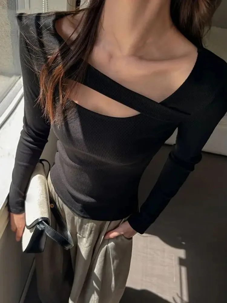 

Футболки женские с круглым вырезом и длинным рукавом, осень-зима, модные базовые однотонные женские футболки Y2k, повседневная футболка, клубная одежда