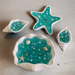 Scallop Conch Bowl Candle Vessel Mold Shell Starfish Shape Plaster Storage Dish Concrete Silicone molds for Epoxy Resin DIY