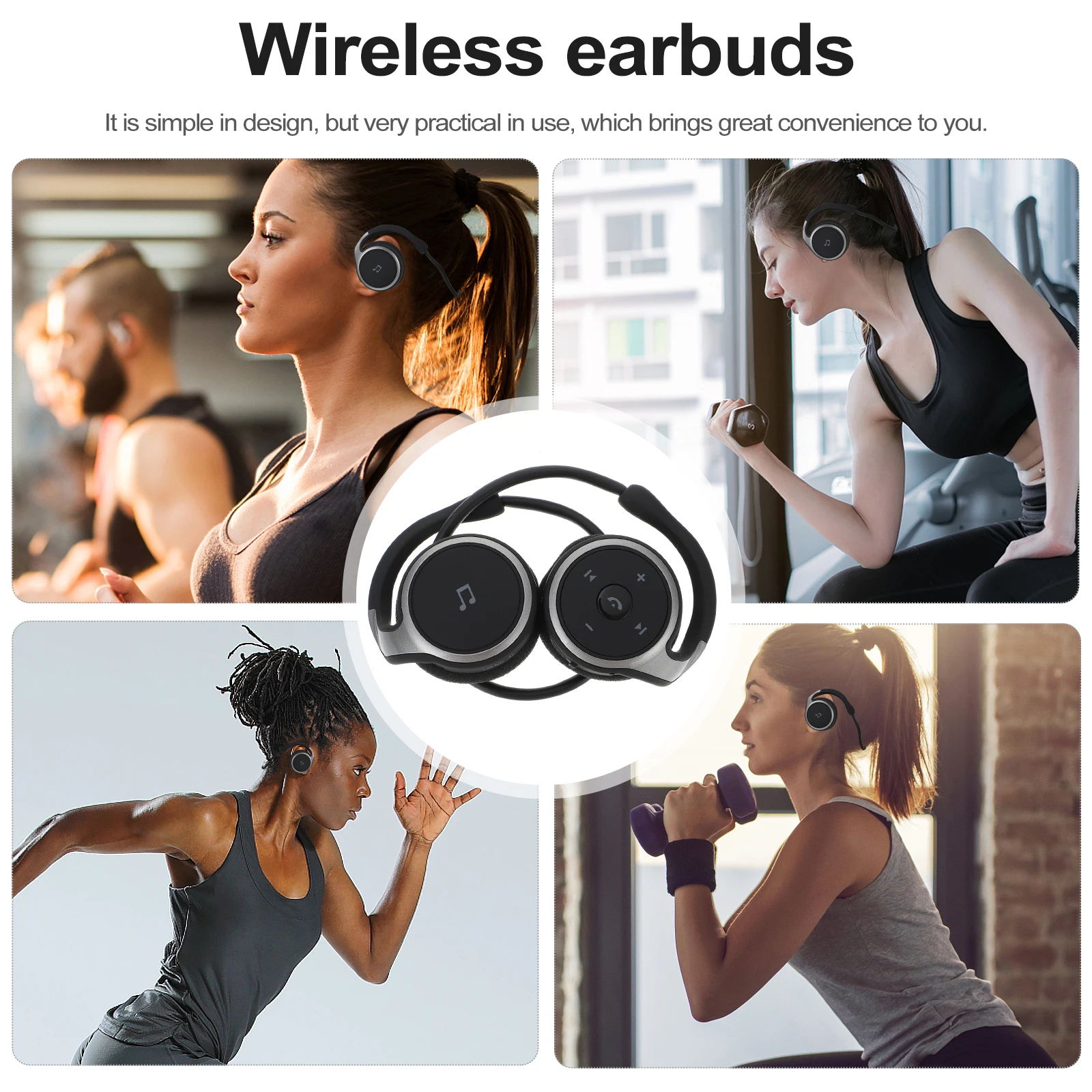 

Wireless Headphones Sports Ear Hook Earbuds For Running Gym Backpacking Lightweight Portable Headset For Laptop Phone