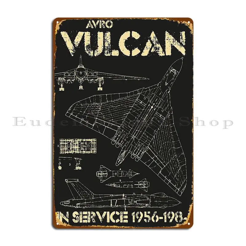 Avro Vulcan Bomber Blueprint Metal Plaque Poster Poster Sign Wall Custom Garage Designing Tin Sign Poster