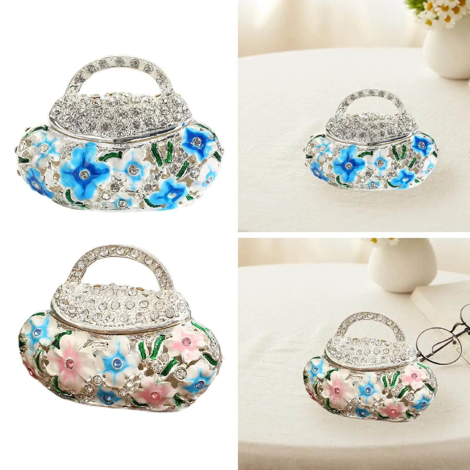 

Enamel Hinged Trinket Box Ornament Display for Collectible Party Favors Home