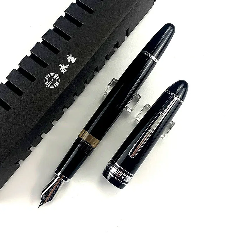 newluxury-ブラックブルー樹脂永盛-629-万年筆ピストン充填インクウィンドウ万年筆文具事務用品