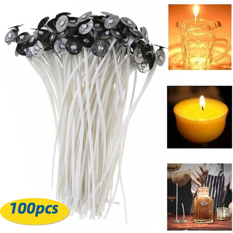 100Pcs/Lot Cotton Candle Wick Flameless Smokeless Wick Candle Light Making Birthday Party Christmas Candle Decor 9/15/20cm