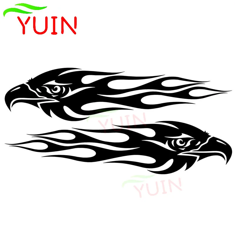 Car Sticker Decor Motorcycle Decals Pair Eagle Flames Decal Decorative Accessories Creative Sunscreen Waterproof Stickers 18*4cm