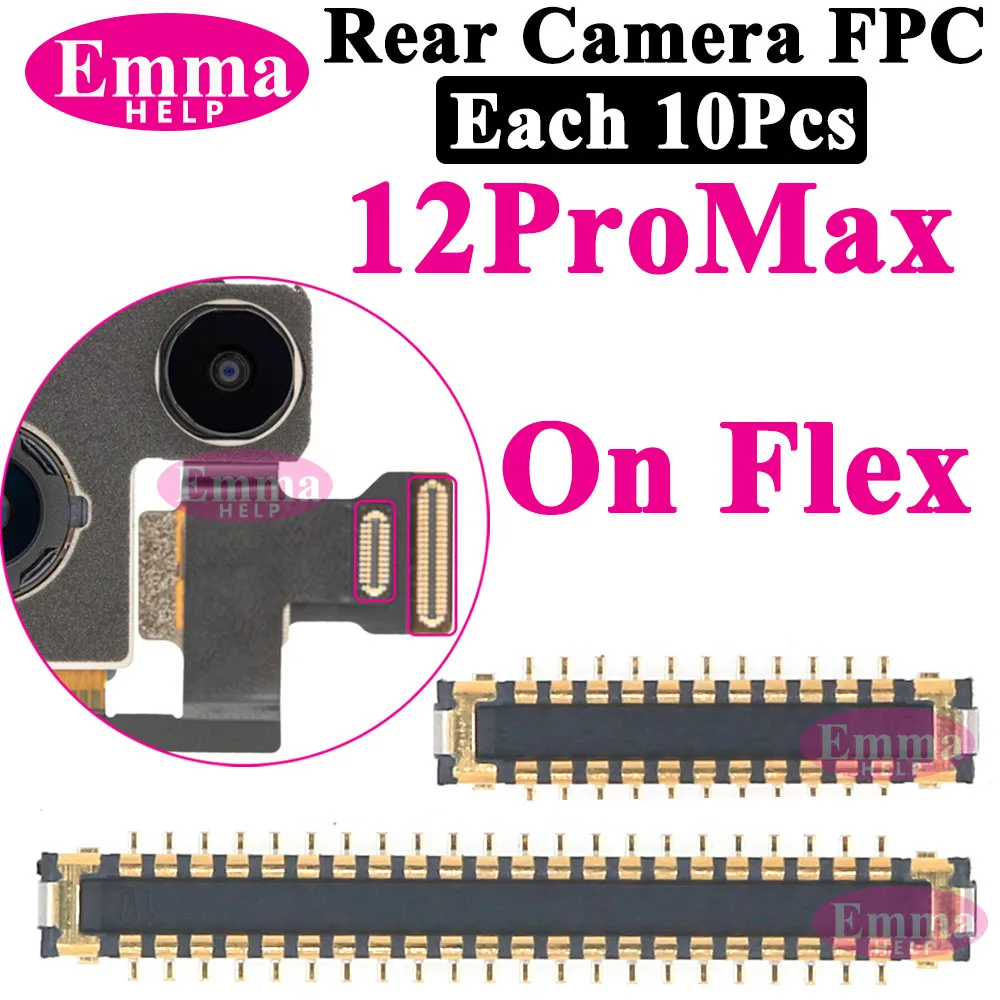 10Pcs Back Rear FPC camera FPC Connector for iPhone 11 12 13 14 Pro Max Plus XS On Flex Logic Board Flex Cable Phone Accessories