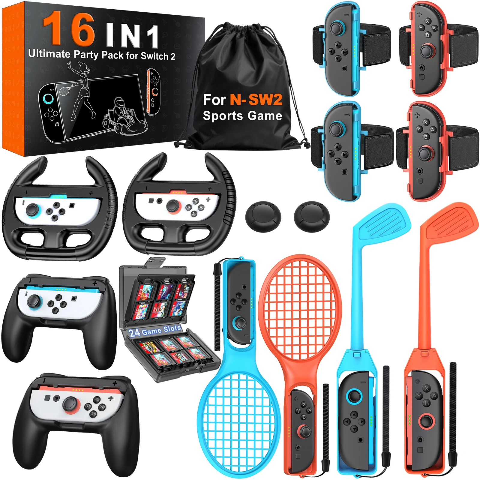 DinoFire SA1001 16 in 1 for Switch2 Sports Accessories for switch2 Game Kit with 24 slot game for switch game Sports