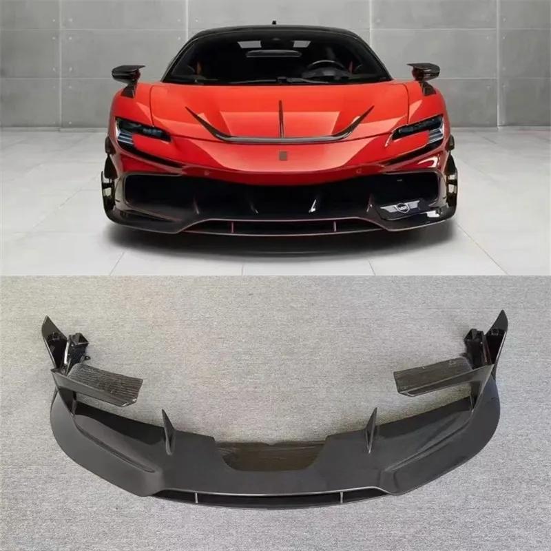 

For Ferrari SF90 Real Dry Carbon Fiber Front Lip Front Bumper Lower Lip Under Spoiler Splitter Body Kit
