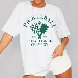 Pickleball Women Trendy Retro T-Shirts Cute Funny Pickleball Lover T Shirts Short Sleeve Sport Tee Loose Top Cotton Unisex Shirt