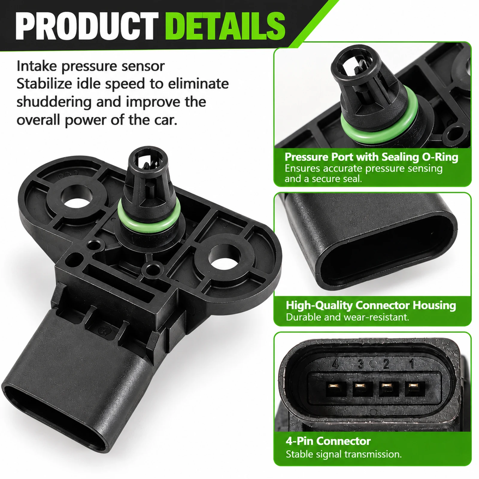 OE# 03C906051F 03C906051 Manifold Air Pressure MAP Sensor For VW Beetle Golf Jetta Audi A1 A2 A3 A4 A5 A6 A7 A8 Q3 Q5 Q7 - view 3
