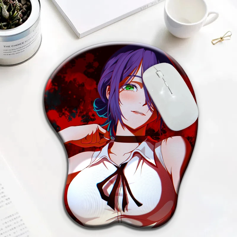 بالمنشار رجل ثلاثية الأبعاد سيليكون المعصم الراحة ماوس الوسادة Reze كول فتاة الثدي Kawaii المعتوه وسادة مكتب استخدام لوحة الألعاب المريحة