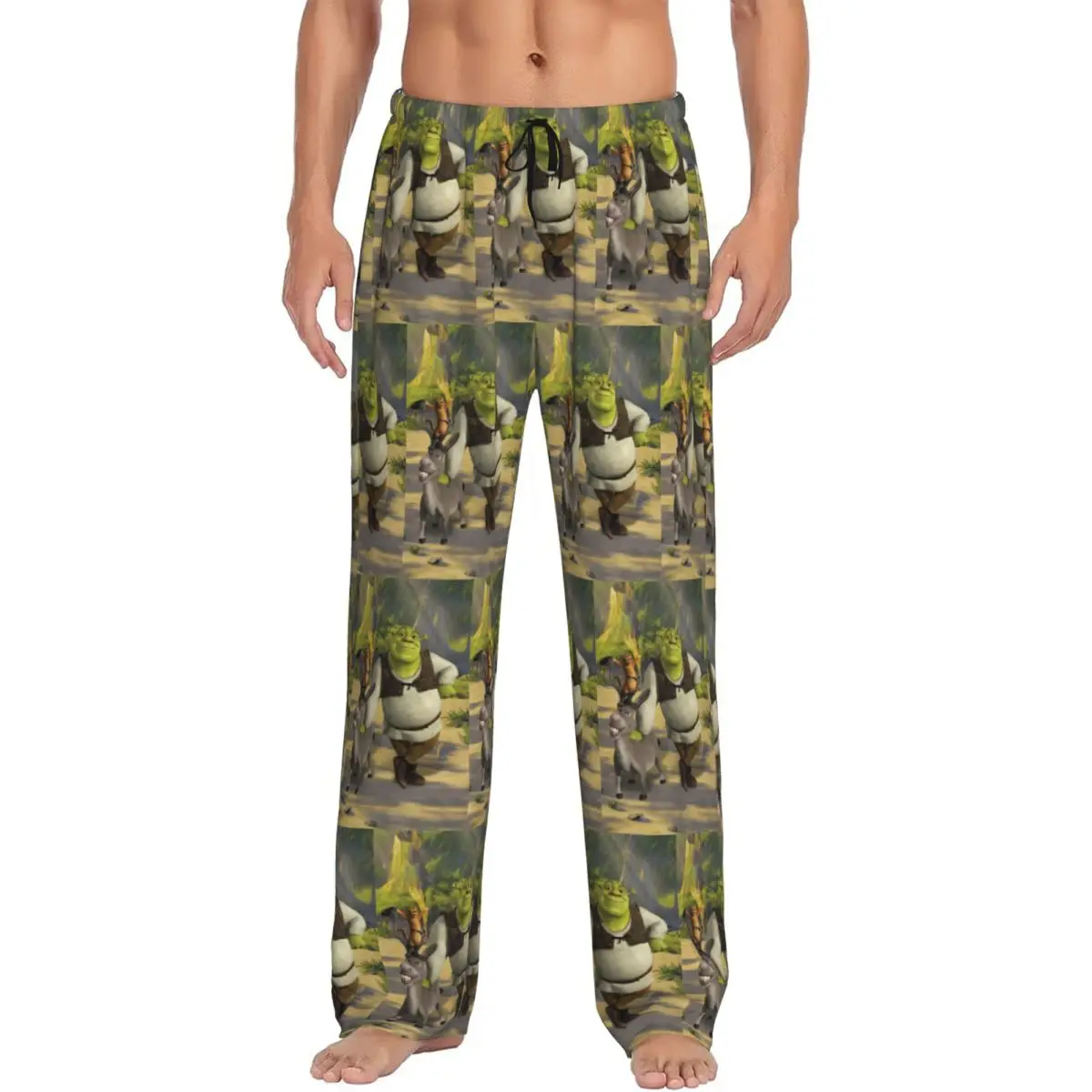 

Custom Men's S-shreks Pajama Pants Printed Funny Cartoons Sleep Sleepwear Bottoms with Pockets