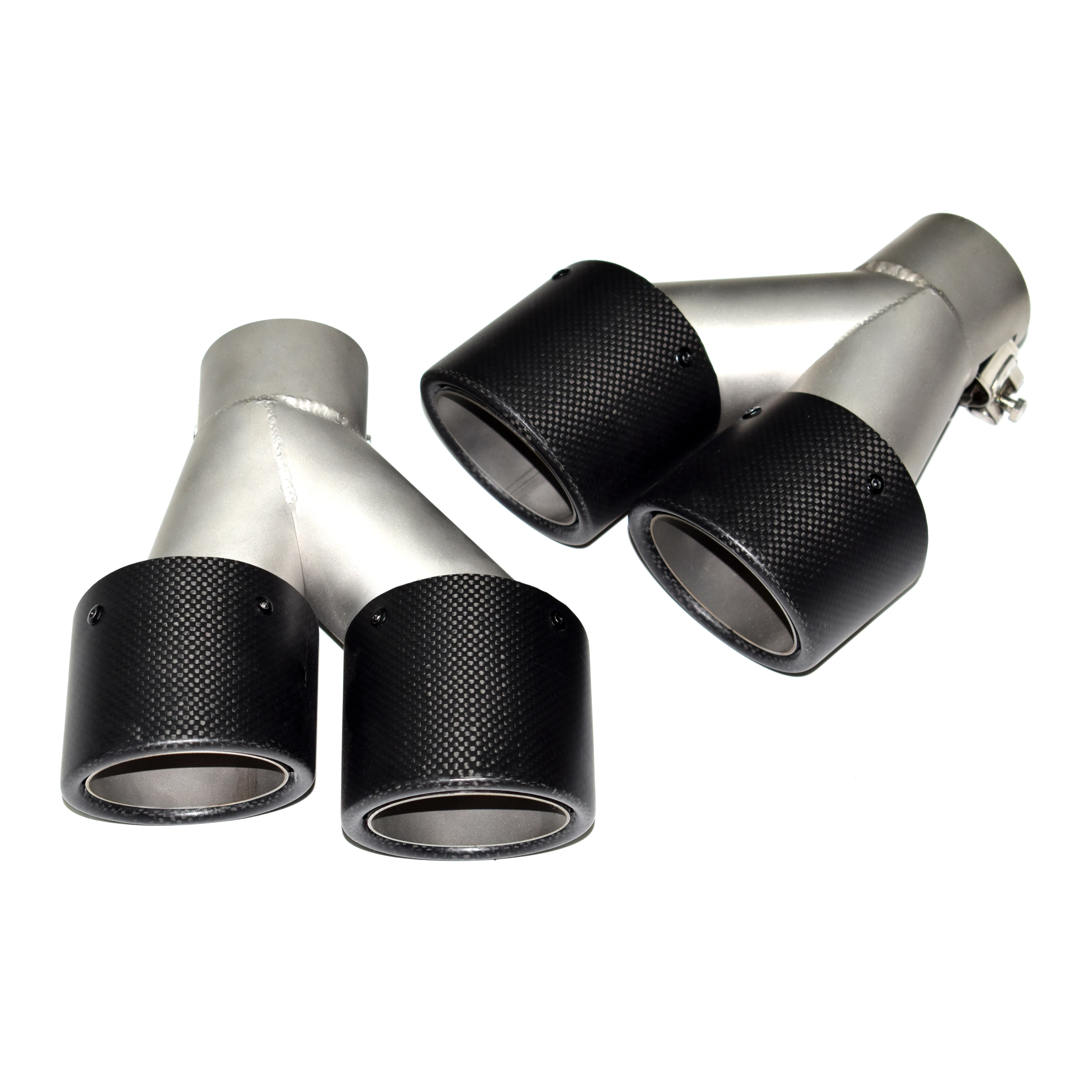 2 PCS Universal คาร์บอนไฟเบอร์ Dual ท่อไอเสีย 51 มม.ปลายท่อไอเสีย