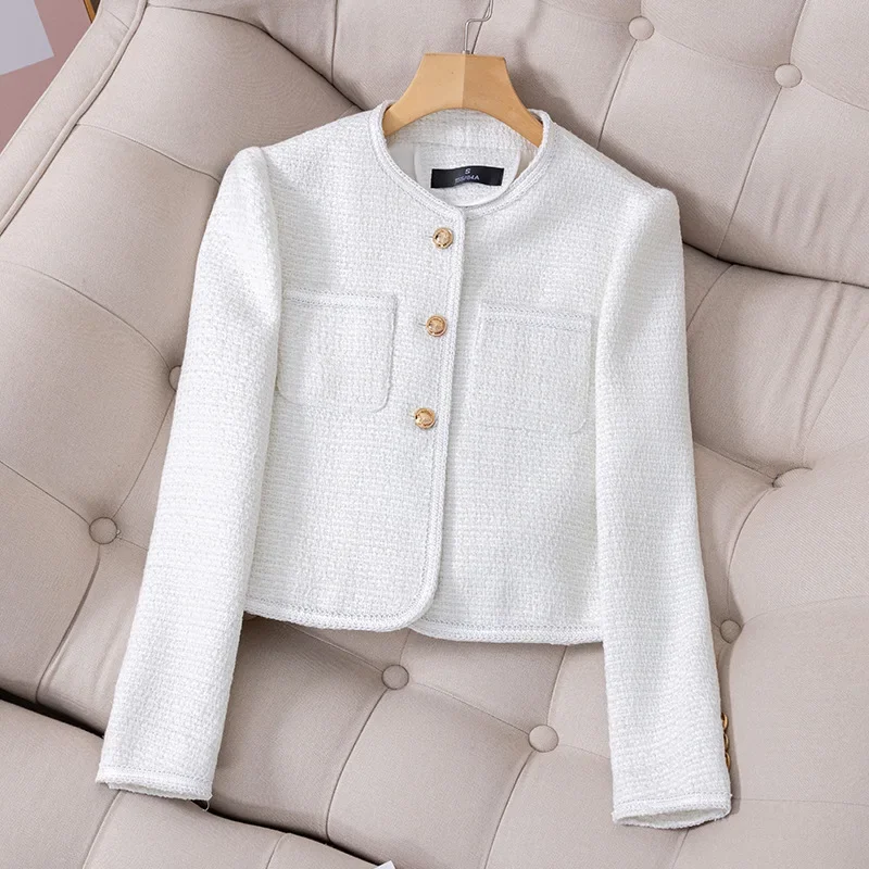 Abito da donna bianco 1 pezzo Blazer femminile spesso caldo primavera ufficio signora lavoro abbigliamento moda cappotto corto giacca da ballo